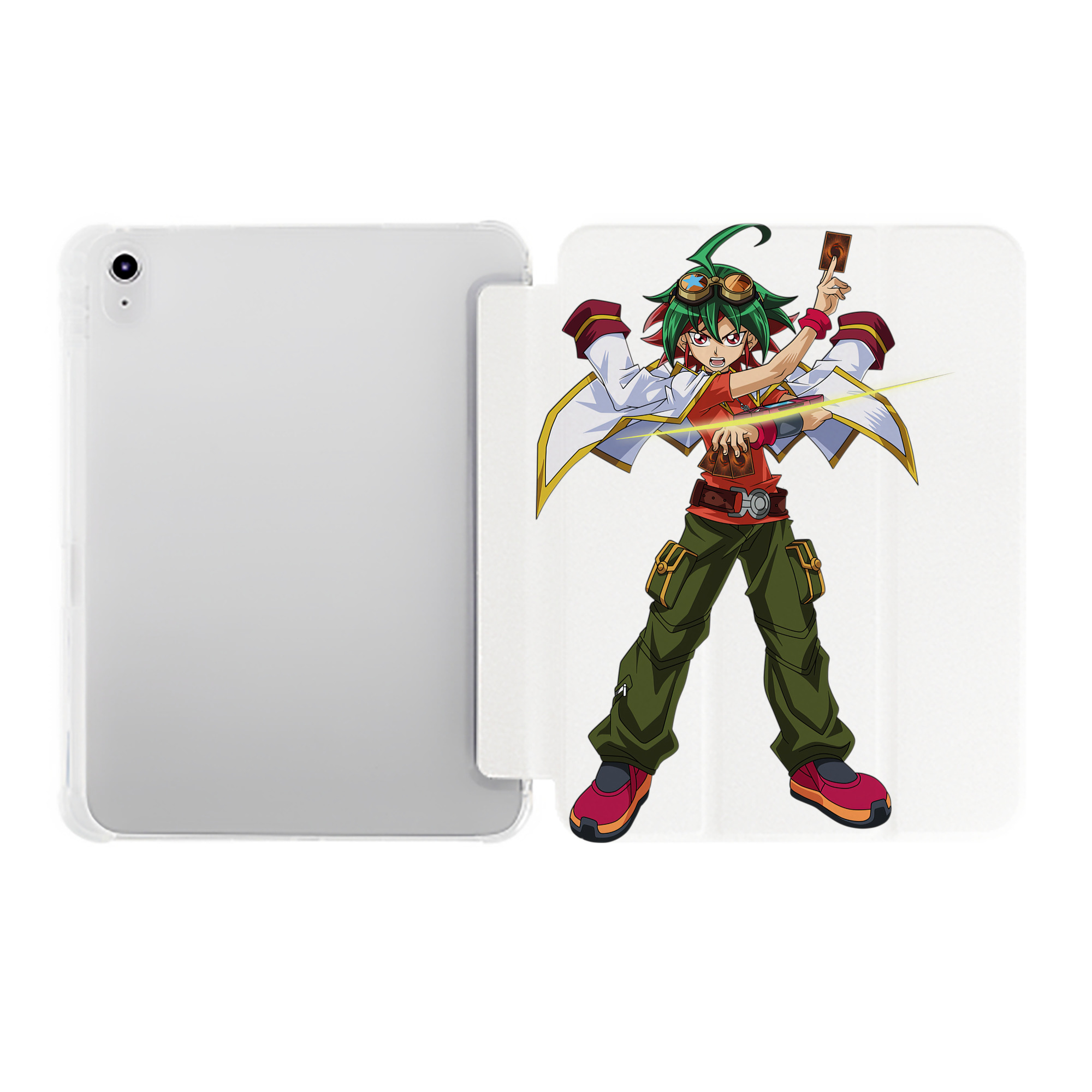 （画像用） 遊☆戯☆王 Yu-Gi-Oh! IPad ケース ペン収納付き 三つ折りスタンド PUレザー×シリコン 対応機種9.5/10.5/10.9インチ